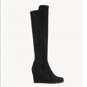 Sole Society Leila Black Suede Wedge Boots Size 8